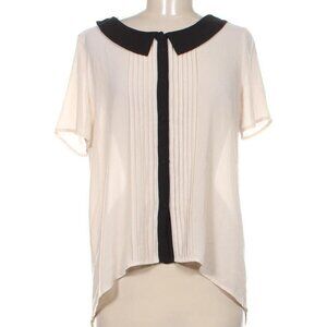 Forever 21 Champagne Peach Chiffon Peter Pan Collar Pleated Top